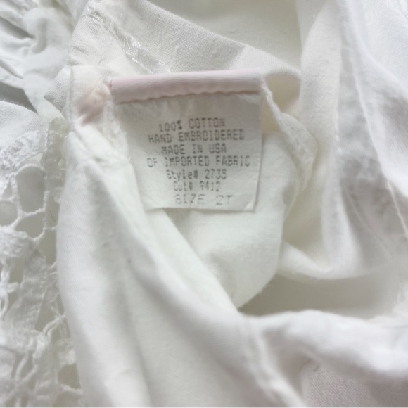 Vintage Allison Rose White Dress Eyelet Lace Bib Collar Size 2T - Picture 9 of 12